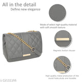 Black leather shoulder bag with zip closure and chain strap