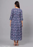 Black high-demand rayon anarkali kameez with floral print, long sleeves