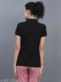 Yellow cotton-blend Dollar Women's Polo Neck T-shirts (pack of 2) with embroidered logo, India origin