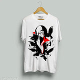 Striped polyester short-sleeve t-shirt for men, Urbane Retro design, size S (36in x 27in), India origin