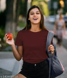 Cotton solid casual T-shirt for girls, short sleeves, size S-XXL. India origin, high quality graphic tee