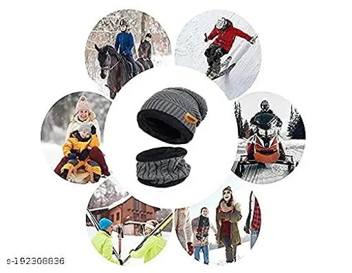Black woolen sunglasses and beanie set with touch-screen gloves for men and women, India's latest winter collection in solid black wool