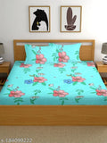 Premium floral-patterned cotton fitted queen size bedsheets with elastic, double bed design