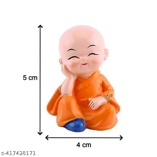 Baby Buddha Set of 4 - Hand-crafted Indian religious idols (Monk), portable and lightweight for home, office, or official decorations