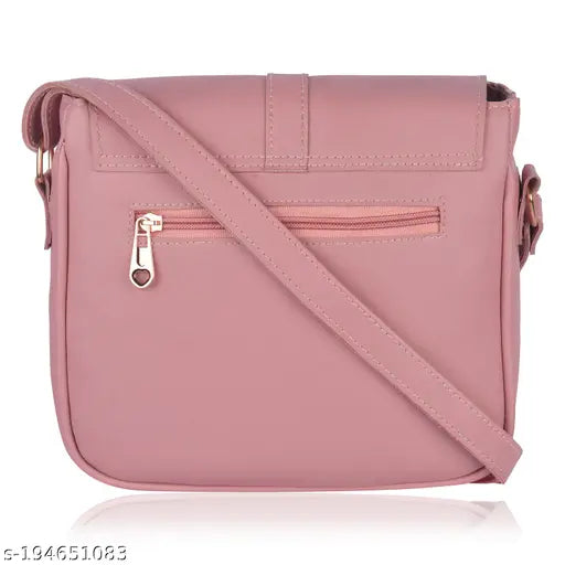Women's stylish pink sling bag with crossbody strap