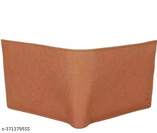 Trendy faux leather men's wallet with ID window, coin pocket, and multiple card slots - solid pattern, free size, handcrafted in India