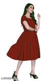 Red sleeveless dress with pleated skirt