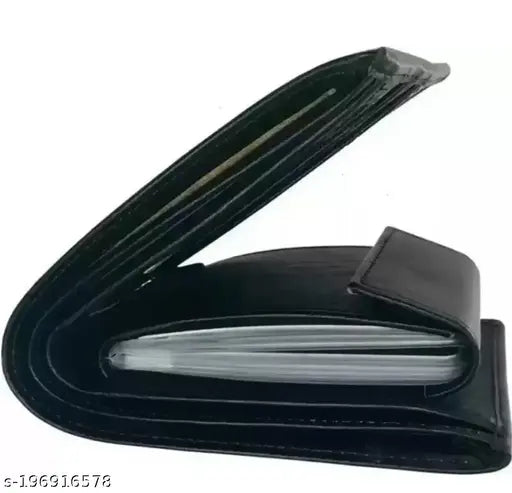 Black faux leather personalized men's wallet - great gift for love or husband