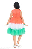Indian colorblocked net sleeveless dress for kids, 5-6 years, celebrating Independence Day on August 15