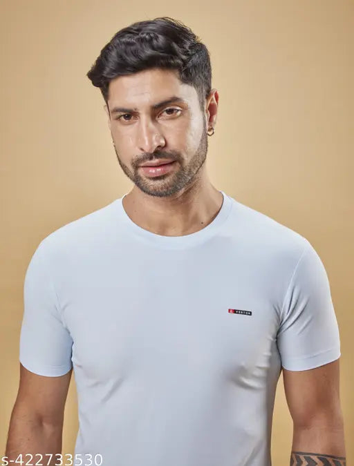 Polyester Vestor Blooms casual t-shirt, short sleeves, printed pattern. Soft, versatile piece suitable for men's cargos, pants, or layering with jackets. Indian origin