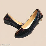 Black patent leather loafers, handmade for women's office wear - TryPairs formal wedge shoes with all-day comfort