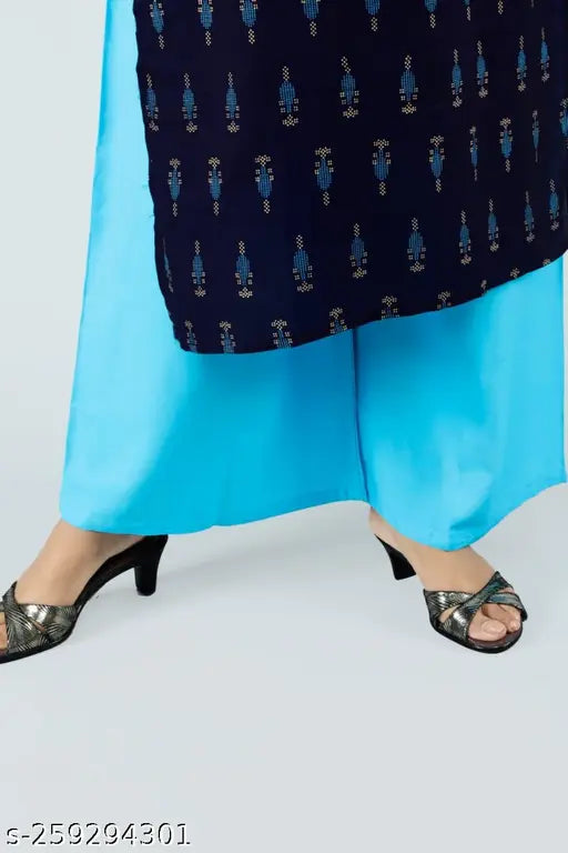 Rayon printed kurta with rayon Palazzos, beautiful Kat Libaas design, short sleeves and single size available