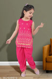 Unique cotton kurta sets for kids, straight shape dhoti pants with zari woven pattern. White gown for girls party wear, multiple size options available from India