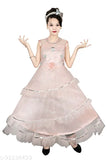 Pink ruffle tulle party dress with matching headband, for girls' birthday parties