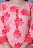 Red rayon kurta set with sharara, long sleeves, side button closure