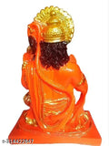 Orange polyresin Panchmukhi Hanuman Ji statue, detailed handcrafted for home or office decor