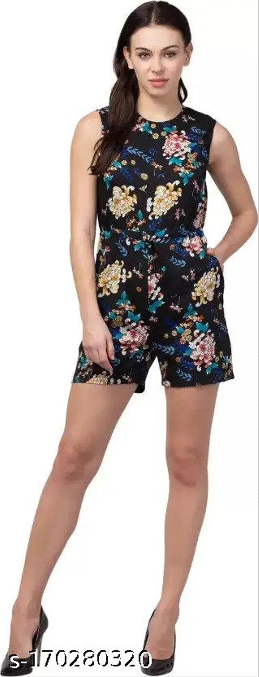 Stylish crepe jumpsuit, printed net design for women, India origin