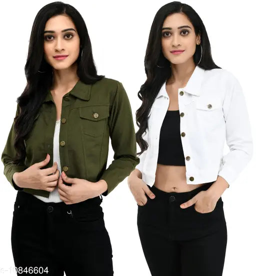 Fancy multicolor cotton blend women's jacket combo - vibrant solid patterns, long sleeves, S-XL sizes