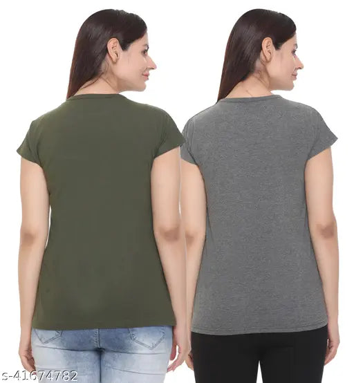 Women's short sleeve regular fit T-shirt, navy blue cotton