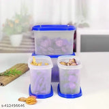 Blue plastic modular container, 1500ml capacity, set of 12 containers with transparent lids, airtight for storage groceries sugar spice