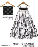 Embroidered cotton blend kids' lengha choli with net dupatta and long sleeves, semi-stitched ruffle stitch style in India