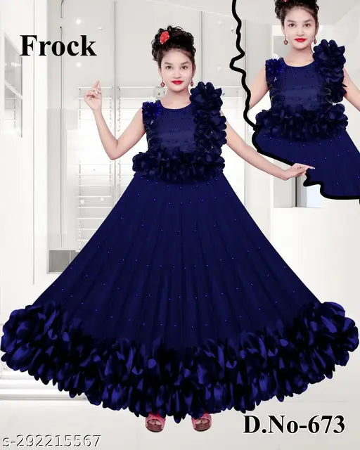 Sleeveless ethnic long gown in beautiful color, made from net fabric. Exclusive party wear for girls (N), ideal for celebrations and special events. Origin: India
