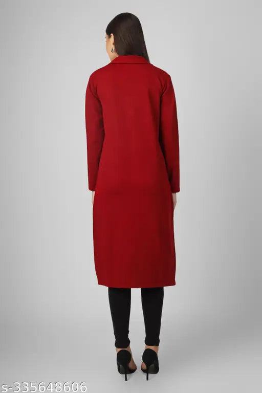Red womens long super soft collar neck kurta