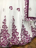 Embroidered taffeta silk lehenga with net dupatta for Navratri partywear, semi-stitched in India (Size: 42/44 in)