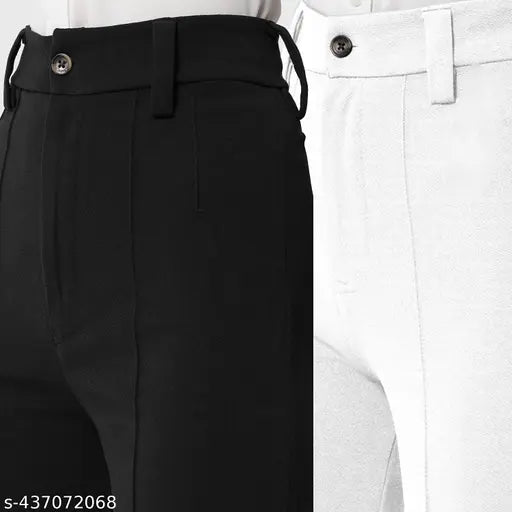 White cotton women's slim fit trousers