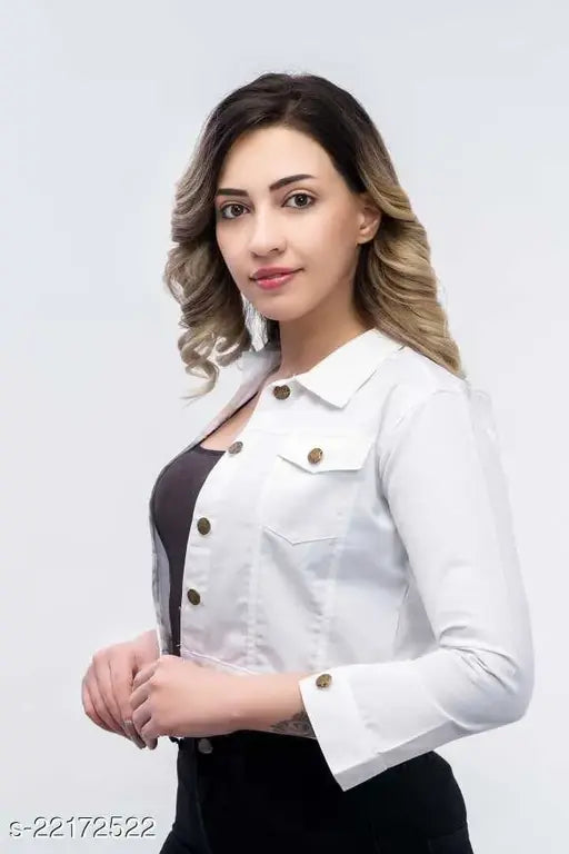 Denim Alisha Ensemble Women's Ethnic Jacket - Solid design, trendy piece from S.A.F CREATION, India