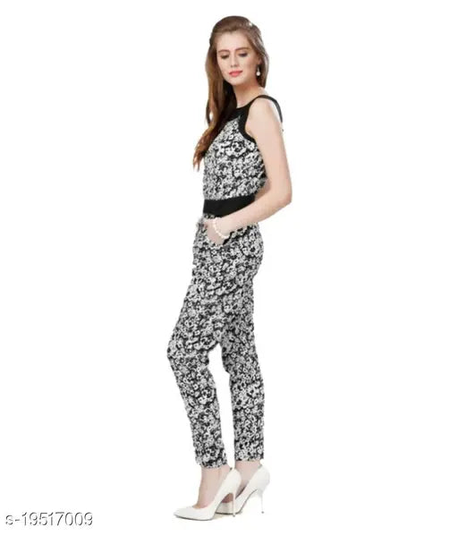 Sleeveless printed crepe jumpsuit by SK Fashion Hub, Indian-made fashion for women