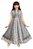 Boys grey silk blend sleeveless dresses pack of 1 - printed net kids fashion, India origin
