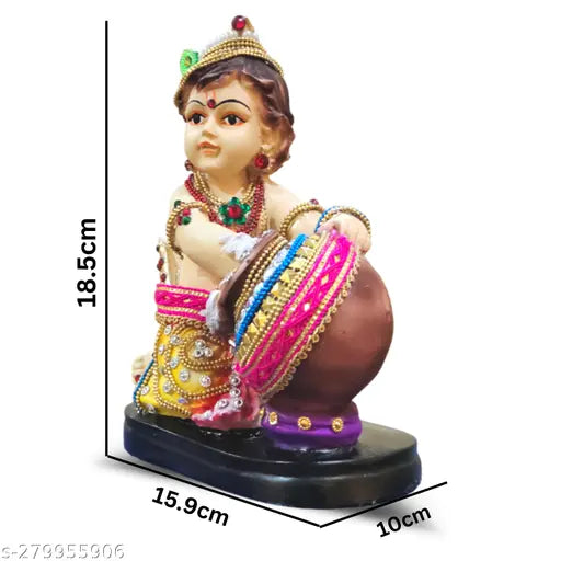 Standing, resin Krishna statue for home decor, Indian God Lord Krishna figurine (10 cm L x 18.5 cm H x 15.5 cm B)