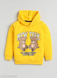 Lazy Shark Girls Yellow Printed Fleece Hooded Sweatshirt