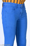 Mens black denim jeans, solid design in men's royal blue also available, high-quality denim apparel for fashionable fits