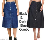 Stylish denim skirt combo set for women & girls, solid net denim from India