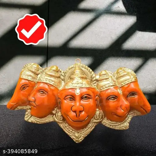 Panchmukhi Hanuman ji Murti statue for main door entrance wall hanging, pooja, wealth, vastu, good luck, gift, decoration, Lucky Coin size 7x4 inches