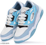Blue and white sneakers with lace closure, suitable for kids' casual wear