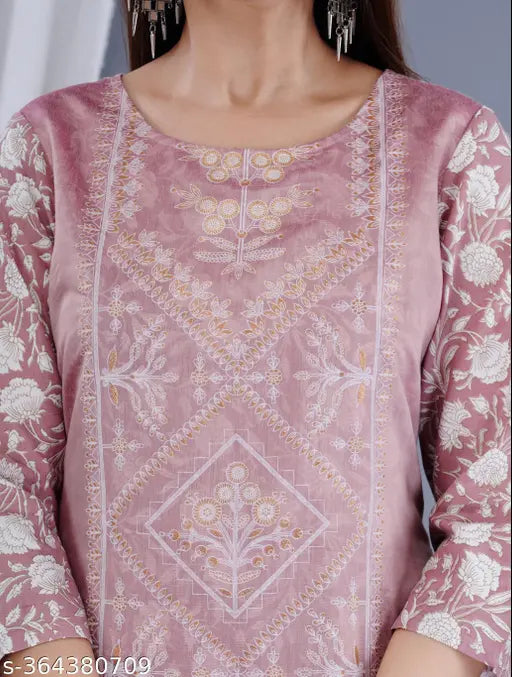 Rayon printed kurti, Indian self-design embroidery on three-quarter sleeve rayon dress, perfect for various occasions. Flattering fit available in S, M, L, XL, XXL