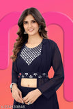 Stylish Georgette gorgette top & bottom set with heavy Malai crepe inner, sleeveless, Indian-made fashion for women's wardrobe