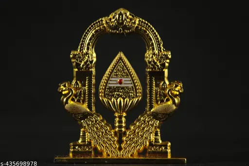 Golden Murugan metal Vel idol for car dashboard, intricately crafted Indian god idol on vehicle dashboard (3.5cm L x 9cm H x 3cm W)