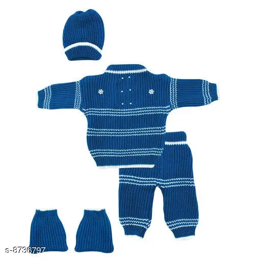 Striped wool baby sweater, long sleeves, 0-12 months, Indian handmade