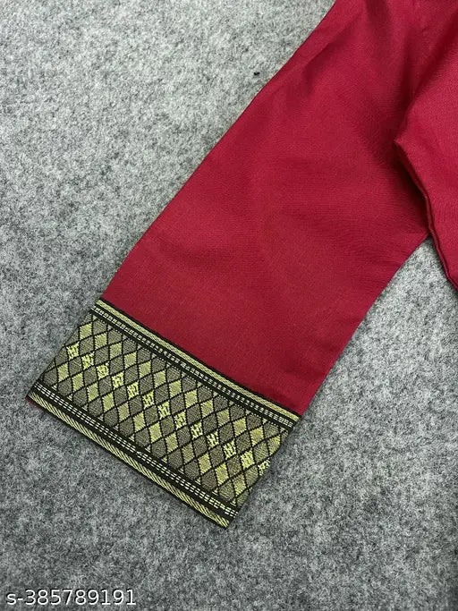 The image displays a red, cotton straight kurti