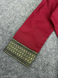 The image displays a red, cotton straight kurti