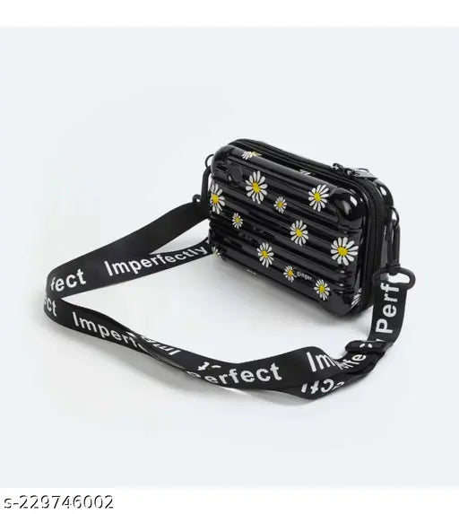 Black floral cross body bag