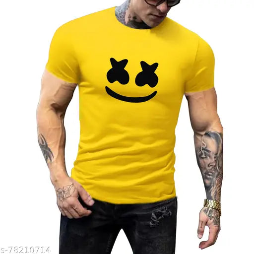 Regular Fit Casual Stylish Slim Tees | Marshmellow Printed Half Sleeve Round Neck T-shirts
