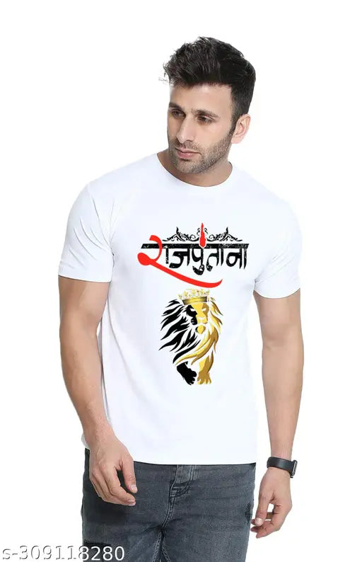 Stylish Rajputna Printed Polyester Exercise T-shirt for Men, round neck, ultra-soft, breathable, lightweight