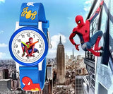 Blue Spiderman watch with cartoon character design, boys' accessory