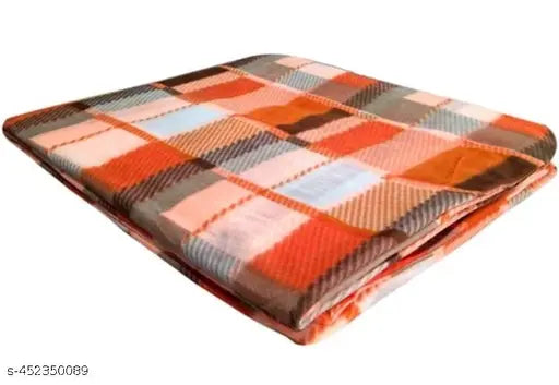 Orange fleece net JAR Razai double cover (90x90inch), ideal for a cozy bed setup