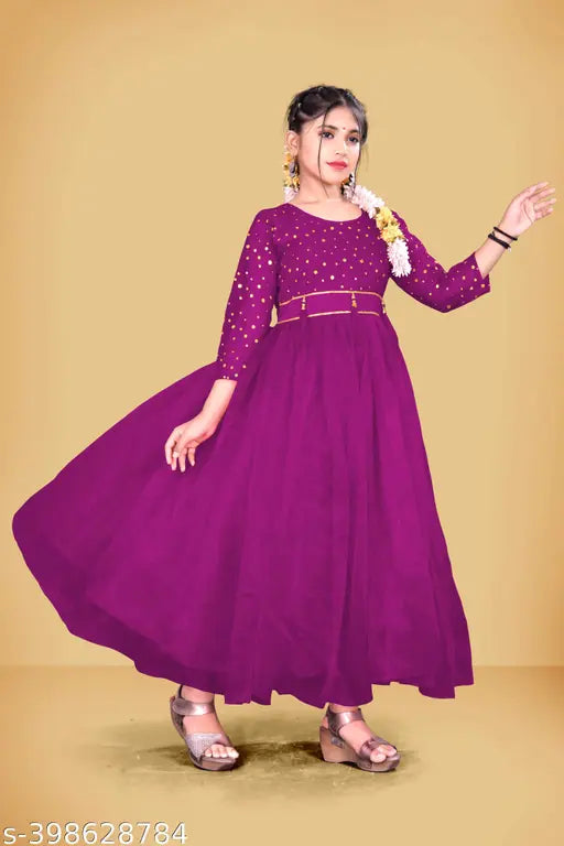 Exquisite net Kids Couture Gown for girls special occasion, long sleeve solid design from Eighteen.Creation*